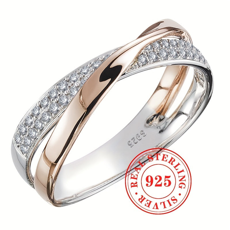 Elegant Rose Gold & Silver Ring