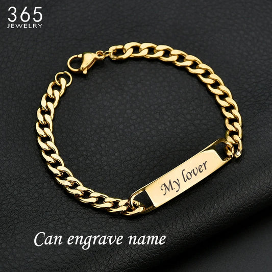 Men's Personalized Engravable Chain Bracelet